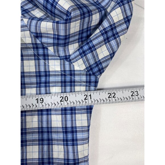 Ralph Lauren SKU 7540 Mens Blue and White Plaid Dress Shirt Size L - Picture 4 of 13